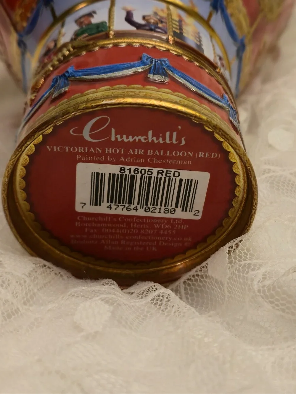 Tin Bank Churchills Victorian Hot Air Balloon Red Adrian Chesterman Made in UK